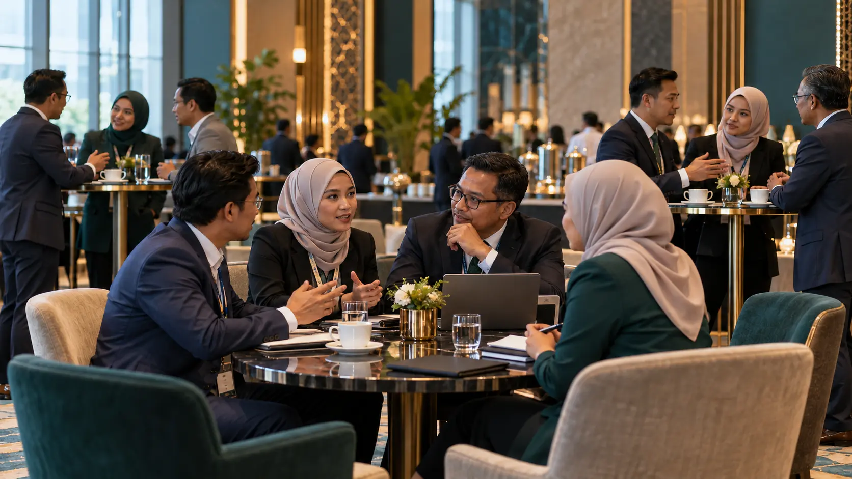 Business leaders and decision-makers networking at an economic forum